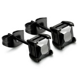 Stainless Steel Men Women Cubic Zirconia Stud Earrings Black Piercing 22G 3-8mm