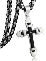 Stainless Steel Cross Necklace Pendant for Men Byzantine Chain Necklace Boys 5mm 22-30 Inch Stainless Steel Cross Necklace Pendant for Men Byzantine Chain Necklace Boys 5mm 22-30 Inch