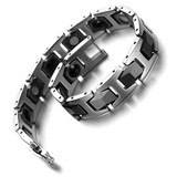 Tungsten Magnetic Hematite Men Bracelet black & silver 8"