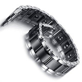 Tungsten Magnetic Therapy Bracelet for Women Men Adjustable Wristband , Black & Silver, 7.7