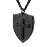 Shield Armor of God Ephesians 6:16-17, Faith Cross Stainless Steel Pendant Necklace Shield Armor of God Ephesians 6:16-17, Faith Cross Stainless Steel Pendant Necklace