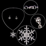 Austrian Crystal Bridal Snowflake Necklace Earrings Set Clear Silver-Tone