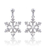 Austrian Crystal Bridal Snowflake Necklace Earrings Set Clear Silver-Tone