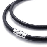 3 mm Men Women Genuine Leather Cord Necklace Chain Black