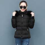 Faux Fur Hood Coat - Puffer Coat With Zip Pockets Faux Fur Hood Coat - Puffer Coat With Zip Pockets