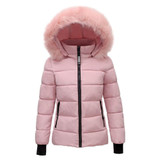 Faux Fur Hood Coat - Puffer Coat With Zip Pockets Faux Fur Hood Coat - Puffer Coat With Zip Pockets