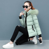 Faux Fur Hood Coat - Puffer Coat With Zip Pockets Faux Fur Hood Coat - Puffer Coat With Zip Pockets