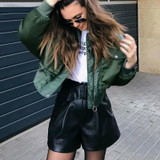 Artsnie Autumn 2020 Bomber Jacket Women Army Green Warm