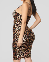 Spaghetti Strap Leopard Print Bodycon Dress