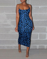 Spaghetti Strap Leopard Print Bodycon Dress