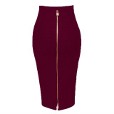 Midi Bandage Bodycon Skirt With Zip