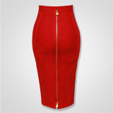 Midi Bandage Bodycon Skirt With Zip