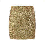 Pencil Sequin Mini Skirt - High Waist Skirt