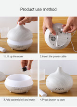 Ultrasonic Air Humidifier with White Grain 7 Color Changing LED Lights Cool Mist for Office Home