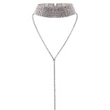 Rhinestone Choker Y Necklace