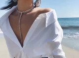 Rhinestone Choker Y Necklace