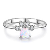Pet Lover's Paw Ring in Fire Opal