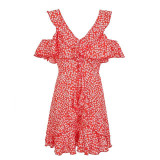 New Floral Print Ruffle Frill  Summer Dress