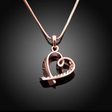 Rose Gold Plated Pave Heart Necklace