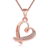 Rose Gold Plated Pave Heart Necklace