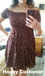 Off Shoulder Floral Summer Vintage High Waist Beach Dress