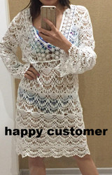 Sexy Beach Cover up Crochet White Breathing Swimwear Dress