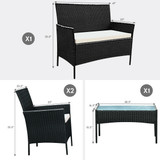 4 Piece Patio Rattan Wicker Furniture Set