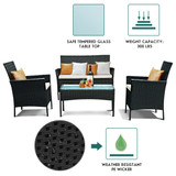 4 Piece Patio Rattan Wicker Furniture Set