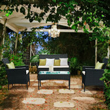 4 Piece Patio Rattan Wicker Furniture Set