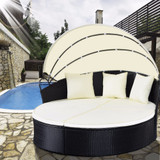 Outdoor Patio Sofa Furniture Round Retractable Canopy Daybed