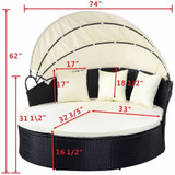 Outdoor Patio Sofa Furniture Round Retractable Canopy Daybed