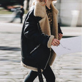 2020 Faux Shearling Sheepskin Coat Women Leather Thick Suede Jacket Women Autumn Winter Lambs Wool Short Motorcycle Coats