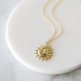 Moon and Sun Burst Pendant Necklace