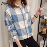 Long Sleeve Plaid Blouses