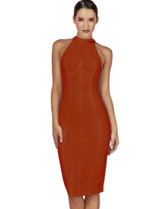Ocstrade Sexy Women White Bandage Dress 2019 New Arrivals Striped Halter Midi Bodycon Dress High Quality Bandage Rayon Dress