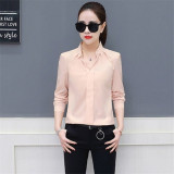2019 Summer Women Chiffon Blouse Shirts Ladies White Elegant Sexy V-neck Blouse Long Sleeve Shirt Female Office Shirt