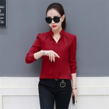 2019 Summer Women Chiffon Blouse Shirts Ladies White Elegant Sexy V-neck Blouse Long Sleeve Shirt Female Office Shirt