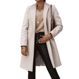 Autumn and Winter Three-Quarter Sleeve Vintage long coat women 2020 Elegant V-Neck Button Lapel Pocket Woolen Coat Women's