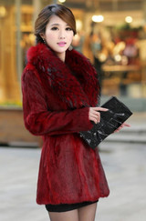 Elegant Lady Winter Warm Faux  Fur Long Thicken Trench Overcoat Jacket