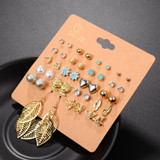 20 Pair Set Mixed Stud Earrings