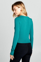 Solid Long Sleeve Crop Top