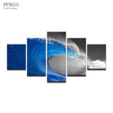 PENGDA Wall Art Canvas Painting Style Wall Pictures For Living Room 5 Panel Frame Rolling Wave Cuadros Moder Decoration Painting