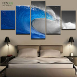 PENGDA Wall Art Canvas Painting Style Wall Pictures For Living Room 5 Panel Frame Rolling Wave Cuadros Moder Decoration Painting