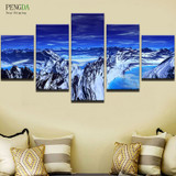 PENGDA Cuadros 5 Panel Frame Winter Landscape Canvas Painting Modular Pictures Wall Art Abstract Decorative Wall For Living Room