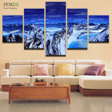 PENGDA Cuadros 5 Panel Frame Winter Landscape Canvas Painting Modular Pictures Wall Art Abstract Decorative Wall For Living Room