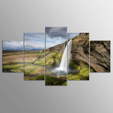 Wall Art Canvas Painting 5 Panel Waterfall Landscape Poster Wall Pictures For Living Room Home Decor Modular Pictures PENGDA