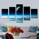 Unframed 5 Panel  Blue Starry Sky Modern Wall Art Picture Printed Painting On Canvas For Home Decoration Wall Painting