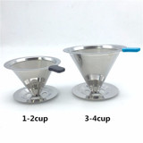 Free shipping stainless steel coffee filter / coffee filter cup portable manual brew drip filters coffee tea tools 1-2cup 3-4cup