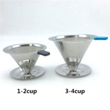 Free shipping stainless steel coffee filter / coffee filter cup portable manual brew drip filters coffee tea tools 1-2cup 3-4cup