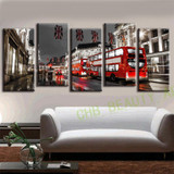 5 Pcs/Set London Red Bus Wall Paintings Canvas Art  Canvas Print Wall Pictures for Living Room Decorative Pictures Unframed